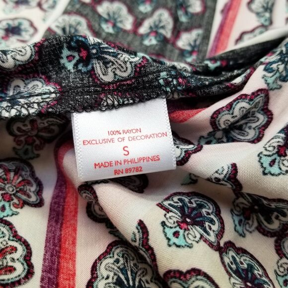 JOSIE NATORI NEW Women's Floral Print Robe Loungewear Short Sleeve Rayon Size S - Picture 12 of 13